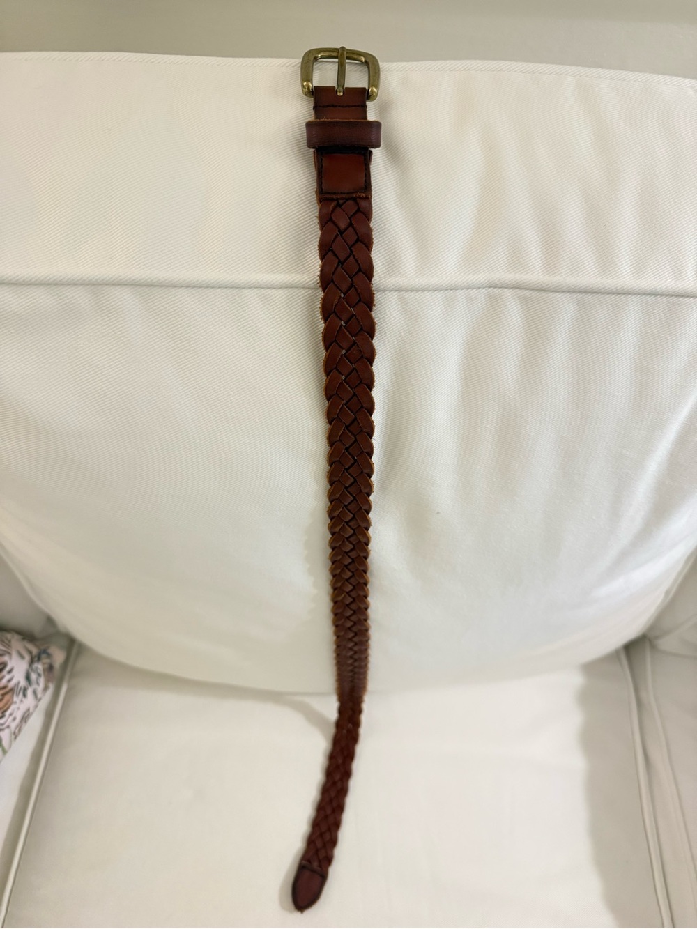 Janie and Jack Braided Leather Belt in Brown with Brass Buckle